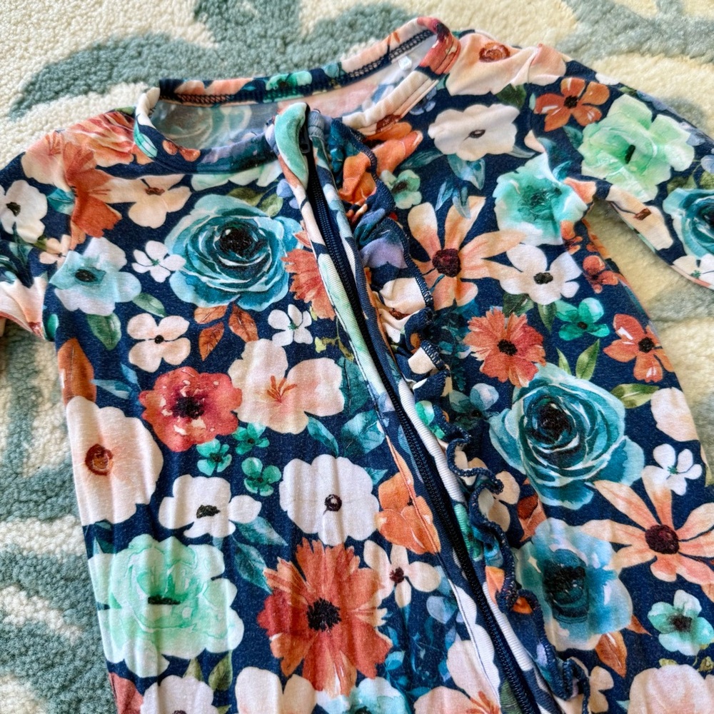 Floral Zippered Baby Onesie